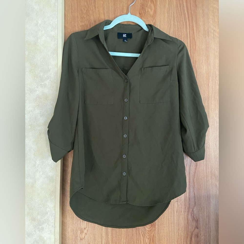 Long Green Button Up